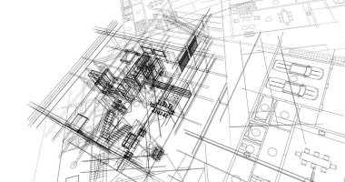 Binanın mimari 3d çizim çizim ev