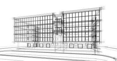 Binanın mimari 3d çizim çizim ev