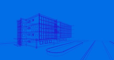 Binanın mimari 3d çizim çizim ev