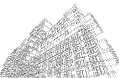 mimari çizimleri 3B illüstrasyon - illüstrasyon