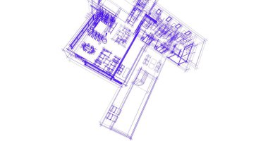 Ev kavramı kroki 3d çizim