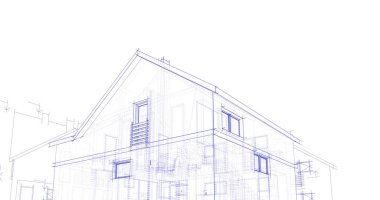 mimari çizimleri 3B illüstrasyon - illüstrasyon