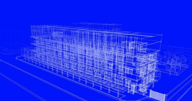 mimari çizimleri 3B illüstrasyon - illüstrasyon