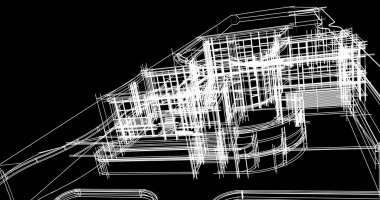Arkaplanda mimari bina 3d illüstrasyon,