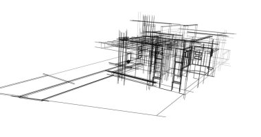 Ev kavramı kroki 3d çizim