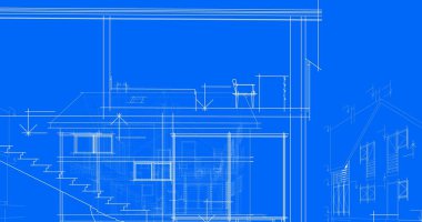 mimari çizimleri 3B illüstrasyon - illüstrasyon