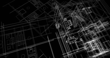 mimari çizimleri 3B illüstrasyon - illüstrasyon