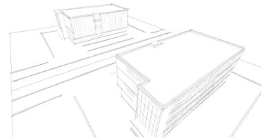 Binanın mimari 3d çizim çizim ev