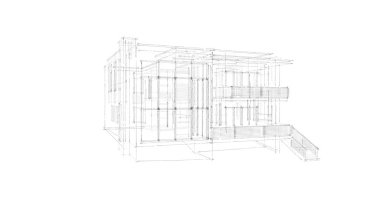 Arkaplanda mimari bina 3d illüstrasyon,