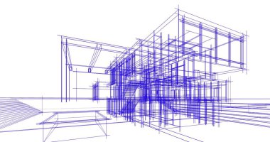 Ev kavramı kroki 3d çizim