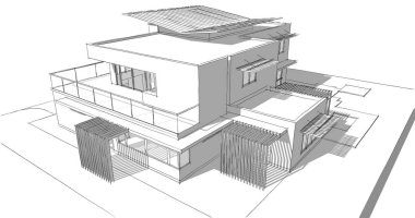 Ev kavramı kroki 3d çizim