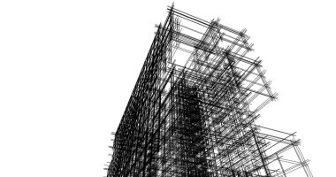 mimari çizimleri 3B illüstrasyon - illüstrasyon