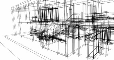 Ev kavramı kroki 3d çizim