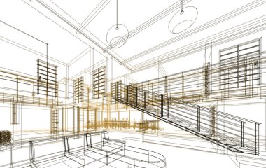 mimari çizimleri 3B illüstrasyon - illüstrasyon