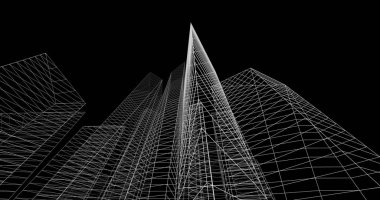 şehir mimarisi ve binalar 3D çizimi 