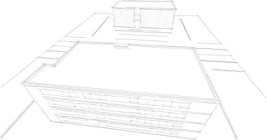 Binanın mimari 3d çizim çizim ev