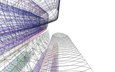 mimari çizimleri 3B illüstrasyon - illüstrasyon