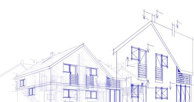 mimari çizimleri 3B illüstrasyon - illüstrasyon