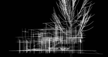 mimari çizimleri 3B illüstrasyon - illüstrasyon