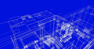 Ev kavramı kroki 3d çizim