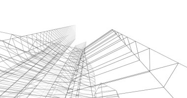 şehir mimarisi ve binalar 3D çizimi 