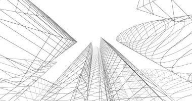 şehir mimarisi ve binalar 3D çizimi 