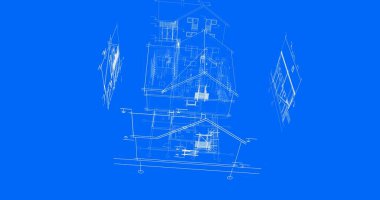 Binanın mimari 3d çizim çizim ev