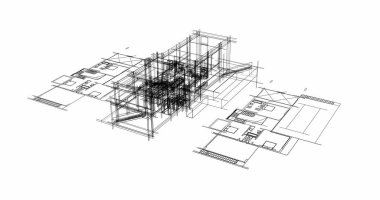 Ev kavramı kroki 3d çizim