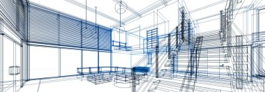 mimari çizimleri 3B illüstrasyon - illüstrasyon