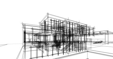 Ev kavramı kroki 3d çizim