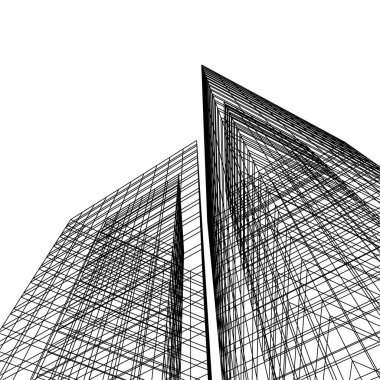 şehir mimarisi ve binalar 3D çizimi 