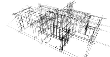 Ev kavramı kroki 3d çizim