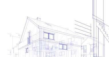 mimari çizimleri 3B illüstrasyon - illüstrasyon