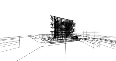 mimari çizimleri 3B illüstrasyon - illüstrasyon
