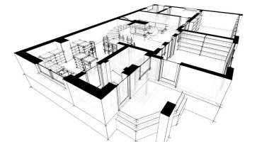 Ev kavramı kroki 3d çizim