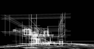 mimari çizimleri 3B illüstrasyon - illüstrasyon