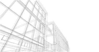 Binanın mimari 3d çizim çizim ev