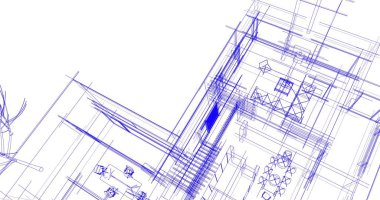 Binanın mimari 3d çizim çizim ev