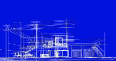 mimari çizimleri 3B illüstrasyon - illüstrasyon
