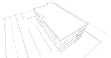 Binanın mimari 3d çizim çizim ev