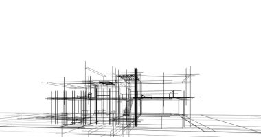 Ev kavramı kroki 3d çizim