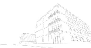 Binanın mimari 3d çizim çizim ev