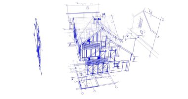 mimari çizimleri 3B illüstrasyon - illüstrasyon