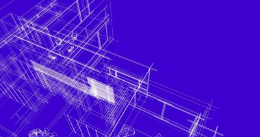 Binanın mimari 3d çizim çizim ev