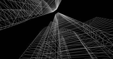 şehir mimarisi ve binalar 3D çizimi 