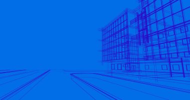 Binanın mimari 3d çizim çizim ev