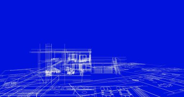 Binanın mimari 3d çizim çizim ev