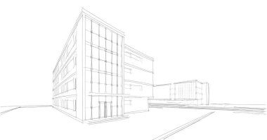 Binanın mimari 3d çizim çizim ev