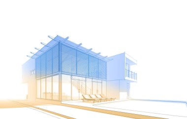 mimari çizimleri 3B illüstrasyon - illüstrasyon