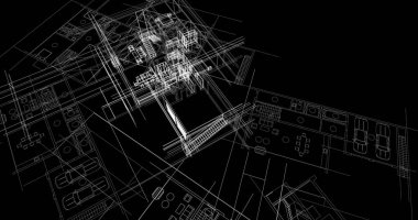 mimari çizimleri 3B illüstrasyon - illüstrasyon